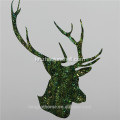 카노 사 녹색 껍질 사슴 머리 벽 그림 나무 프레임